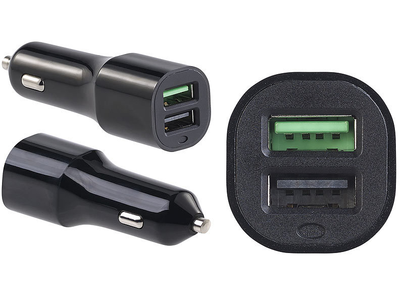 revolt Kfz-USB-Ladegerät, 2 Ports, Quick Charge 3.0, 12/24 V, bis 3 A/31,5 W