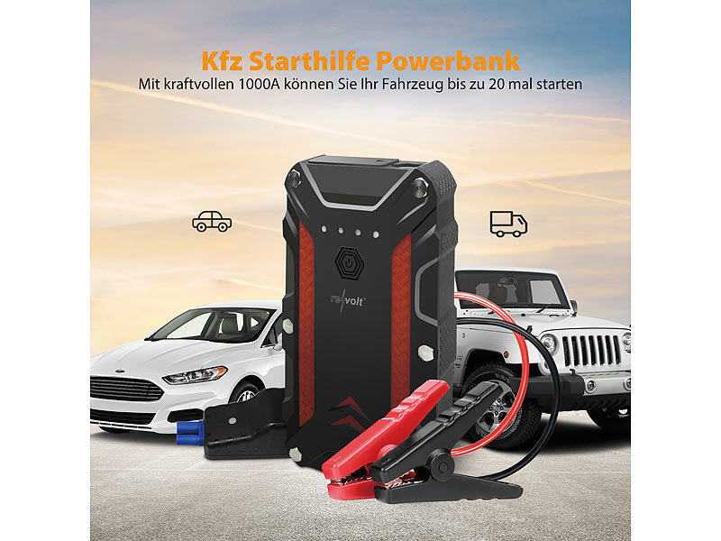 CARHEV 3000A Starthilfe Powerbank 24000mAh Auto Starthilfe 12V USB