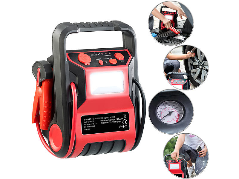 revolt Jump Starter: 5in1-Starthilfe für 12/24V & Powerbank, 230 V