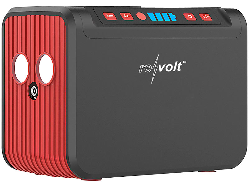 revolt Mini-Powerstation & Solar-Generator, 88,8 Wh, 12/230V, USB, LED, 120  W