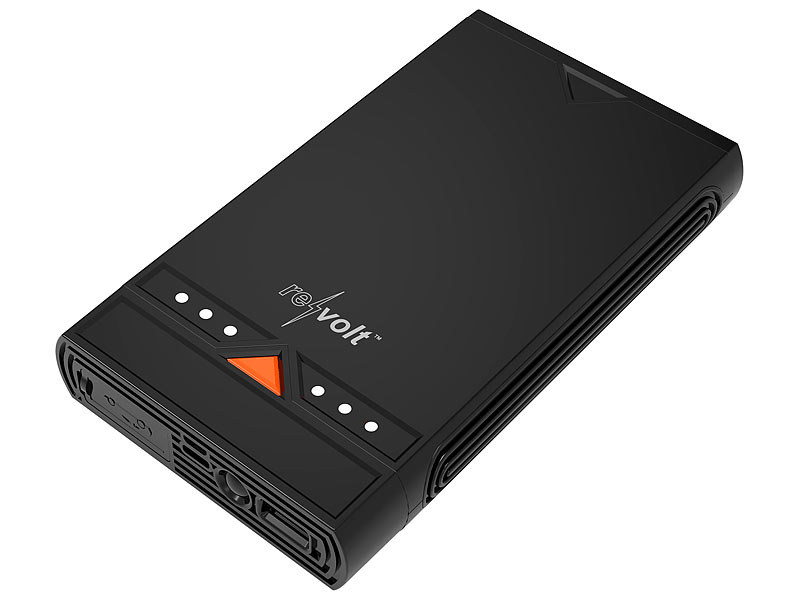 revolt 3in1-Kfz-Starthilfe und USB-Powerbank mit LED-Leuchte