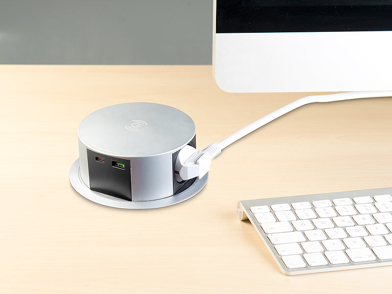 Neu: Einbausteckdose für Schreibtisch mit USB-C