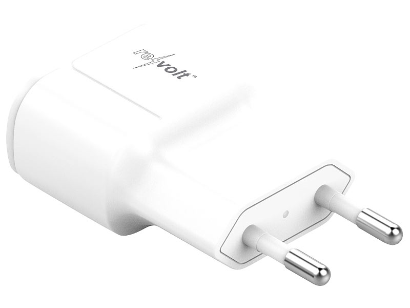 revolt Kompaktes Doppel-USB-Netzteil mit USB-C PD und USB-A QC 3.0, 20 Watt