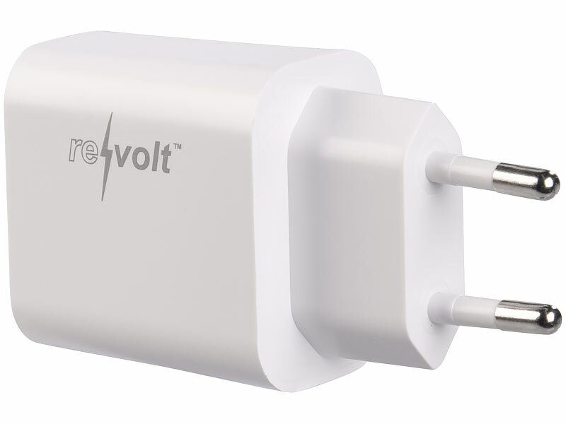 revolt USB-Netzteil für Typ A & C, PD bis 20 Watt, Quick Charge 3.0, 3 A