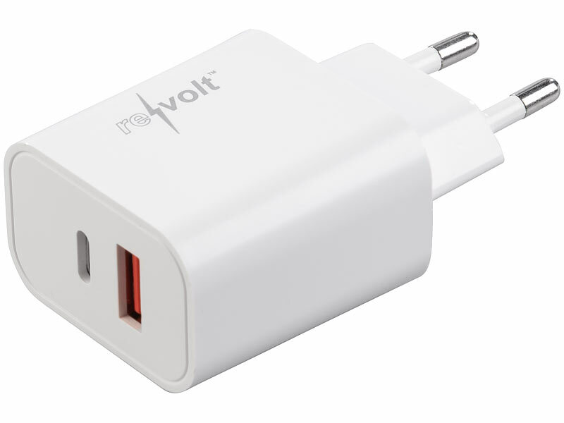 revolt USB-Netzteil für Typ A & C, PD bis 20 Watt, Quick Charge 3.0, 3 A