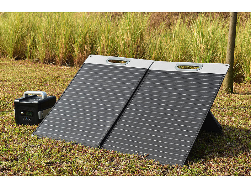 ; 2in1-Solar-Generatoren & Powerbanks, mit externer Solarzelle 