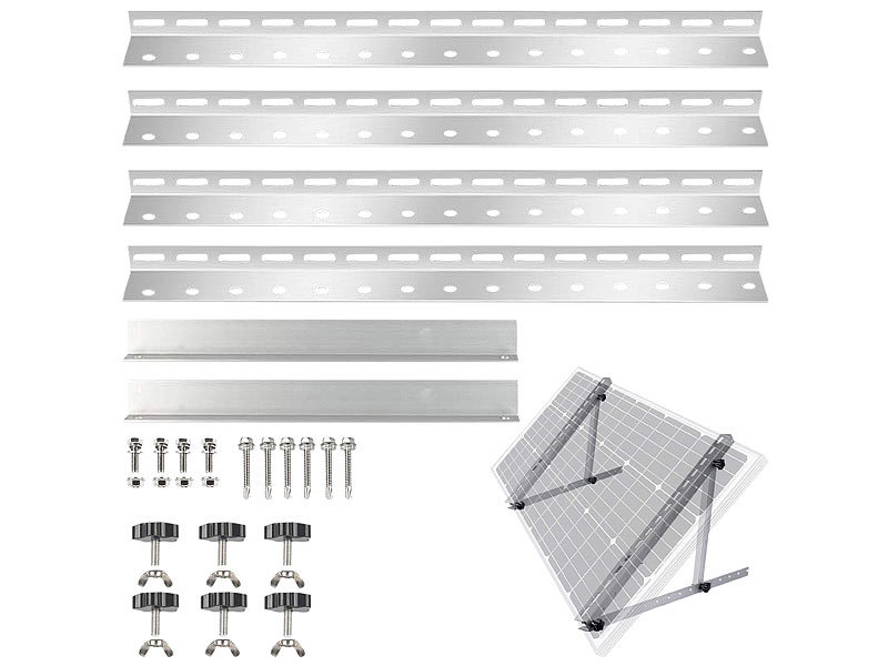 revolt 4er-Set verstellbare Aluminium-Solarpanel-Halterung 28 / 71 cm