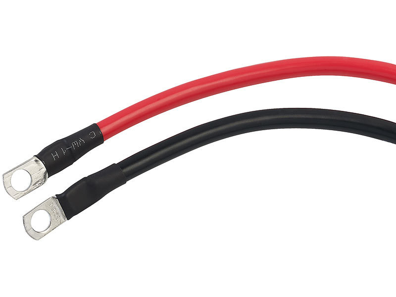 revolt Autobatterie-Ladekabel: 4er-Set Batteriekabel, je 100 cm, 16 mm²,  rot/schwarz (Kupfer-Stromkabel)