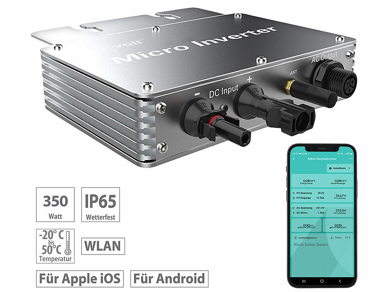 revolt WLAN-Mikroinverter für Solarmodule, 350 W, App, geprüft