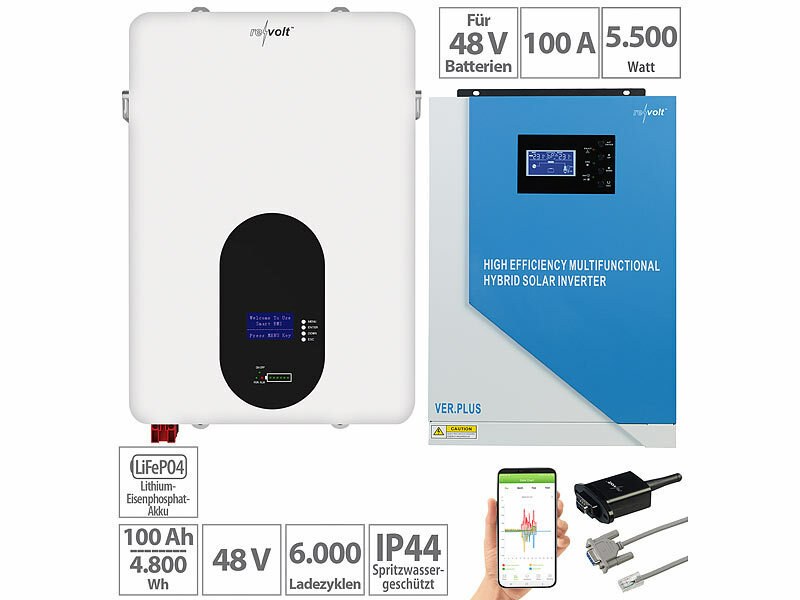 revolt PV-Wechselrichter Hybrid: Off-Grid+Solar-Inverter + WLAN