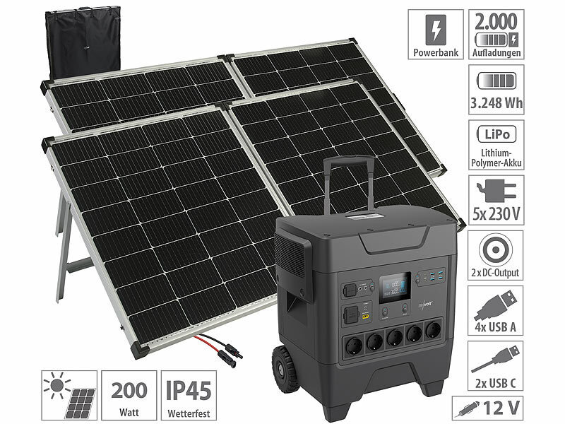 ; Solarpanels faltbar, Solaranlagen-Set: Mikro-Inverter mit MPPT-Regler und Solarpanel 