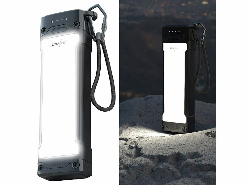 revolt 2er-Set Outdoor-USB-Powerbanks, 20.000 mAh, LED-Licht, USB