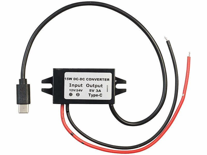 DC-Spannungswandler 12 V auf 5 V 3A USB-A/M-Abwärts