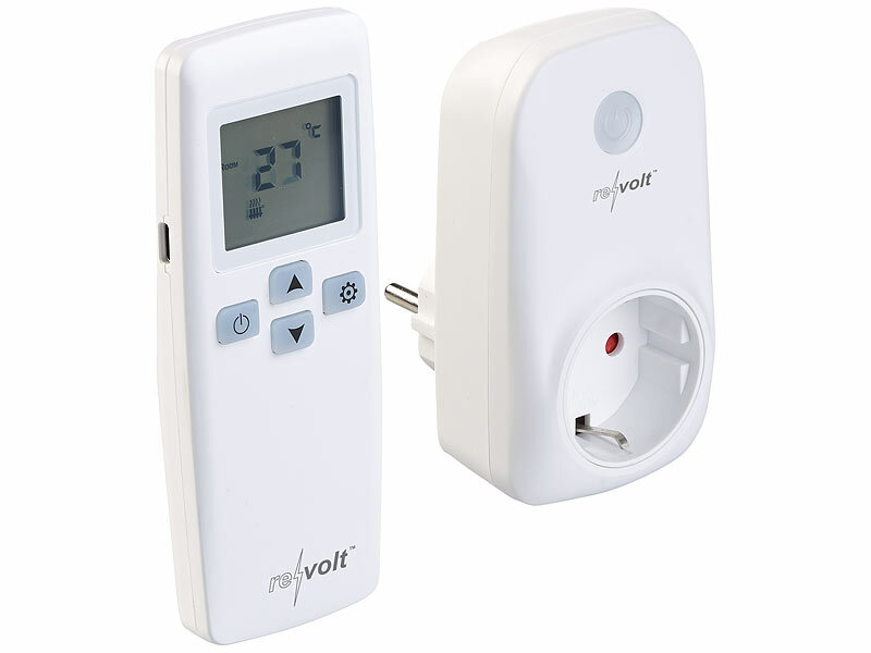 revolt 2er-Set WLAN-Steckdosen-Thermostat mit Sensor-Fernbedienung, App