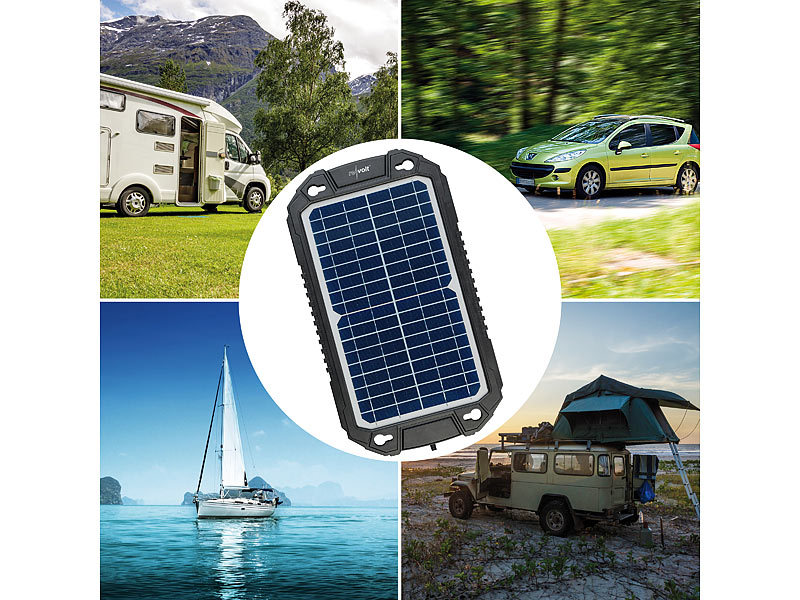 revolt Solar-Ladegerät für Auto-Batterien, Pkw, Wohnmobil, 12 Volt, 10 Watt