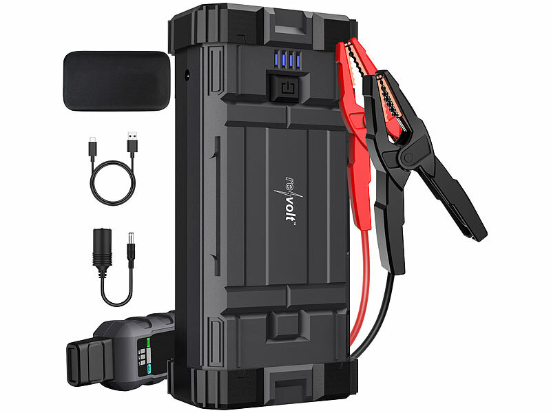 revolt Kfz-Starthilfe-Powerbank bis 10l Hubraum, 4.000A, 19,2Ah Akku