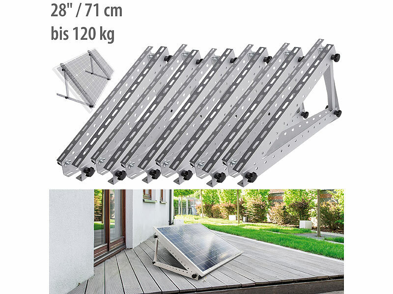 revolt 6er-Set verstellbare Aluminium-Solarpanel-Halterungen mit 28 / 71 cm